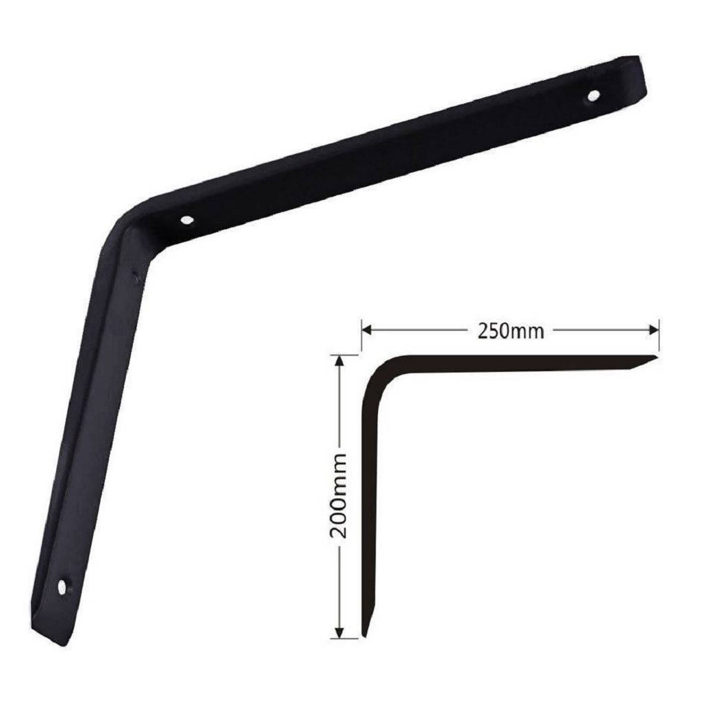 foto del prodotto trade shop staffe angolari 2pz supporto staffa angolare reggimensole 250 x 200 x 30 mm nero 