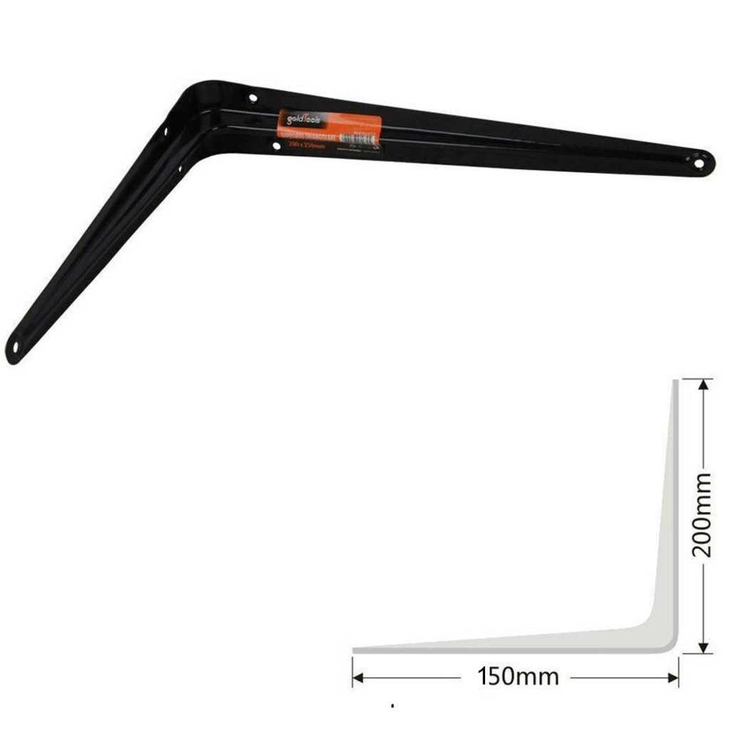foto del prodotto trade shop staffe angolari 2pz supporto staffa angolare reggimensole angolo 90 150x200mm 