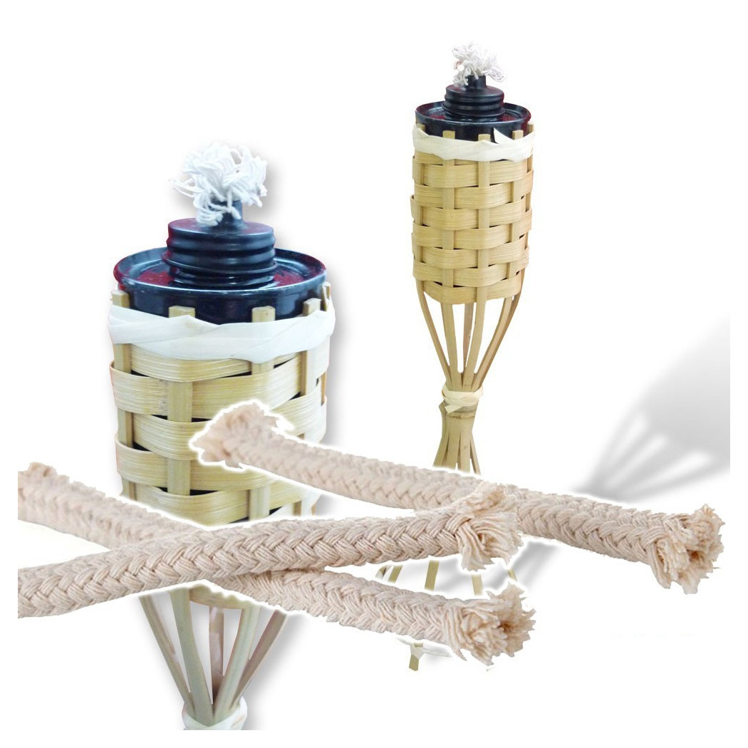 foto del prodotto trade shop stoppino in cotone lungo cm 30 per le torce in bamboo 6 pezzi giardino ferr 