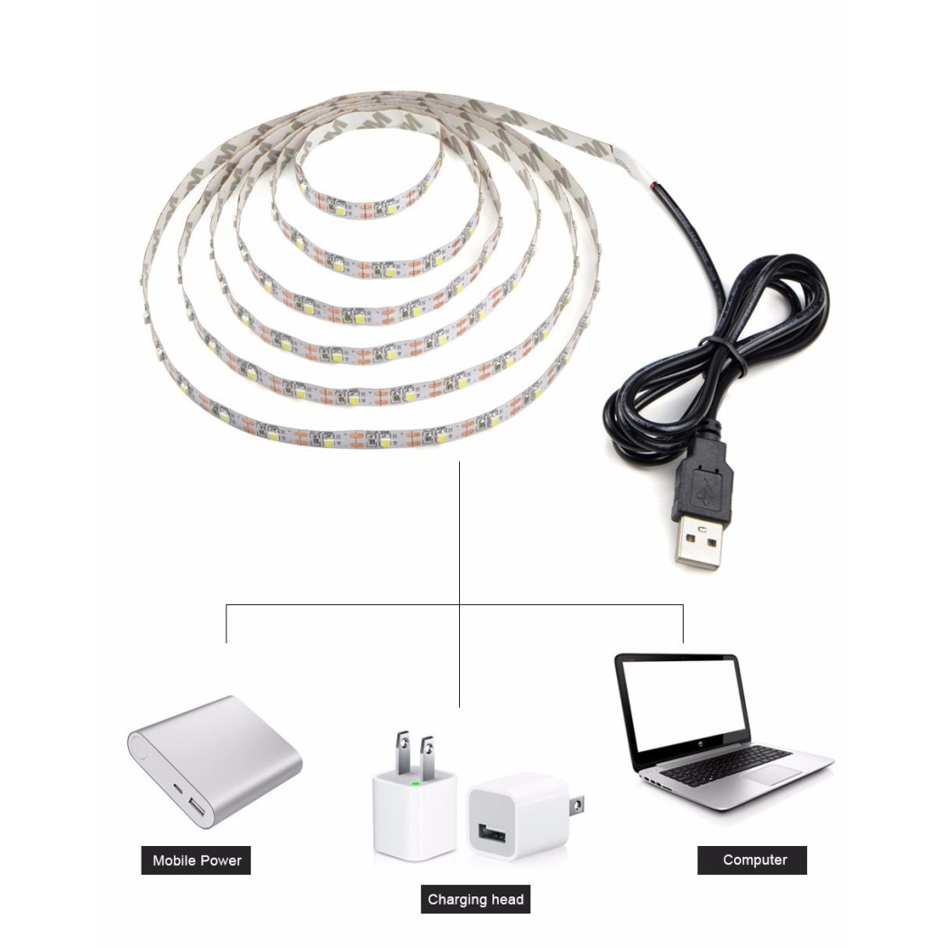 foto del prodotto trade shop strip led luce fredda striscia 90 cm usb per retroilluminazione televisore tv 