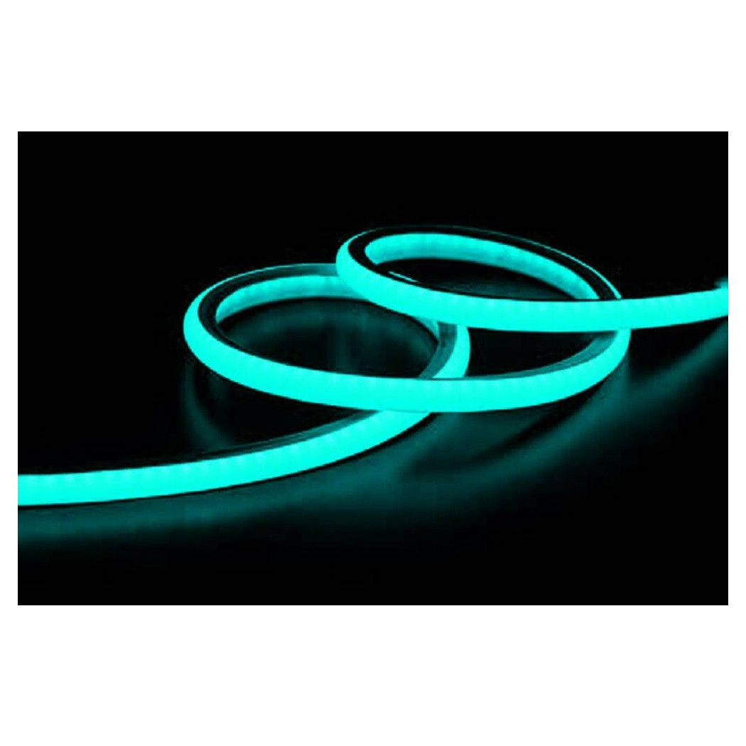 foto del prodotto trade shop strip led neon flessibile striscia decorativa 5 mt ip65 luce celeste u 12v ce 