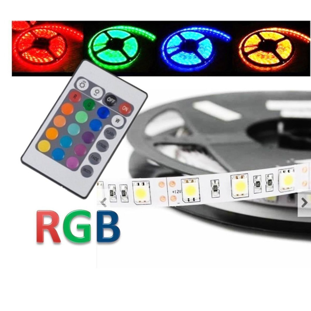 foto del prodotto trade shop strip smd bobina striscia led 5050 flessibile 5mt adesiva interno esterno ip65 rgb 