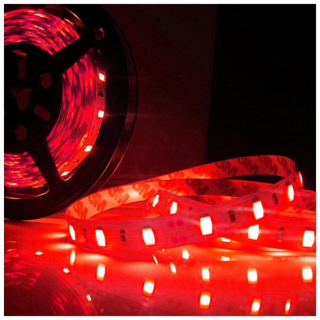 foto del prodotto trade shop strip smd bobina striscia led 5050 flessibile 5mt adesiva interno esterno ip65 rosso 