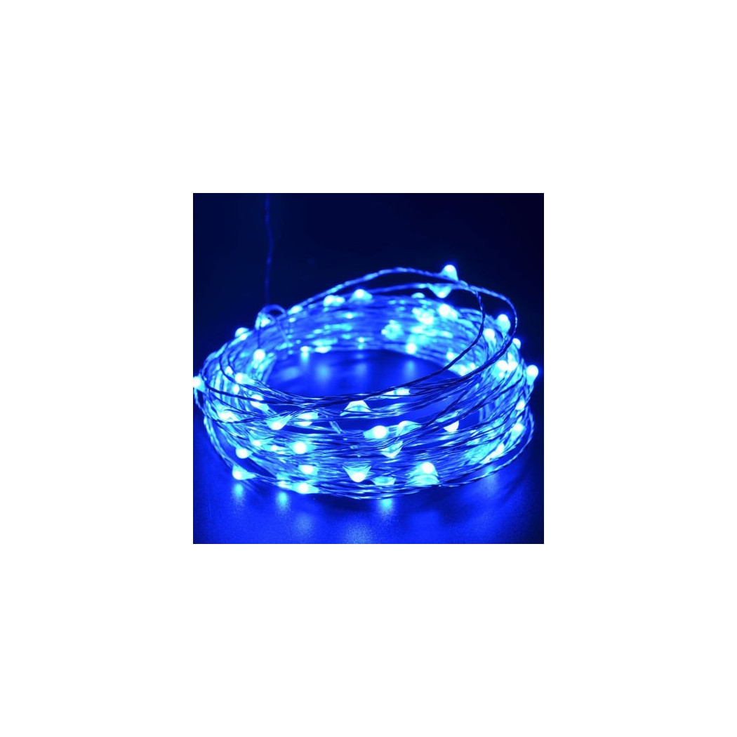 foto del prodotto trade shop striscia 3 metri strip led bobina flessibile a batterie filo di rame luce blu 