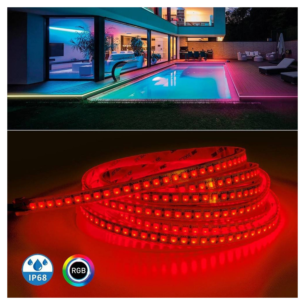 foto del prodotto trade shop striscia 600led impermeabile ip68 dimmerabile luce multicolore rgb 75w 24v esterni 