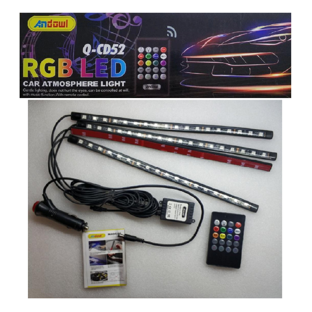 foto del prodotto trade shop striscia interni auto 12led rgb luci vano piedi atmosfera telecomando 12v q cd52 