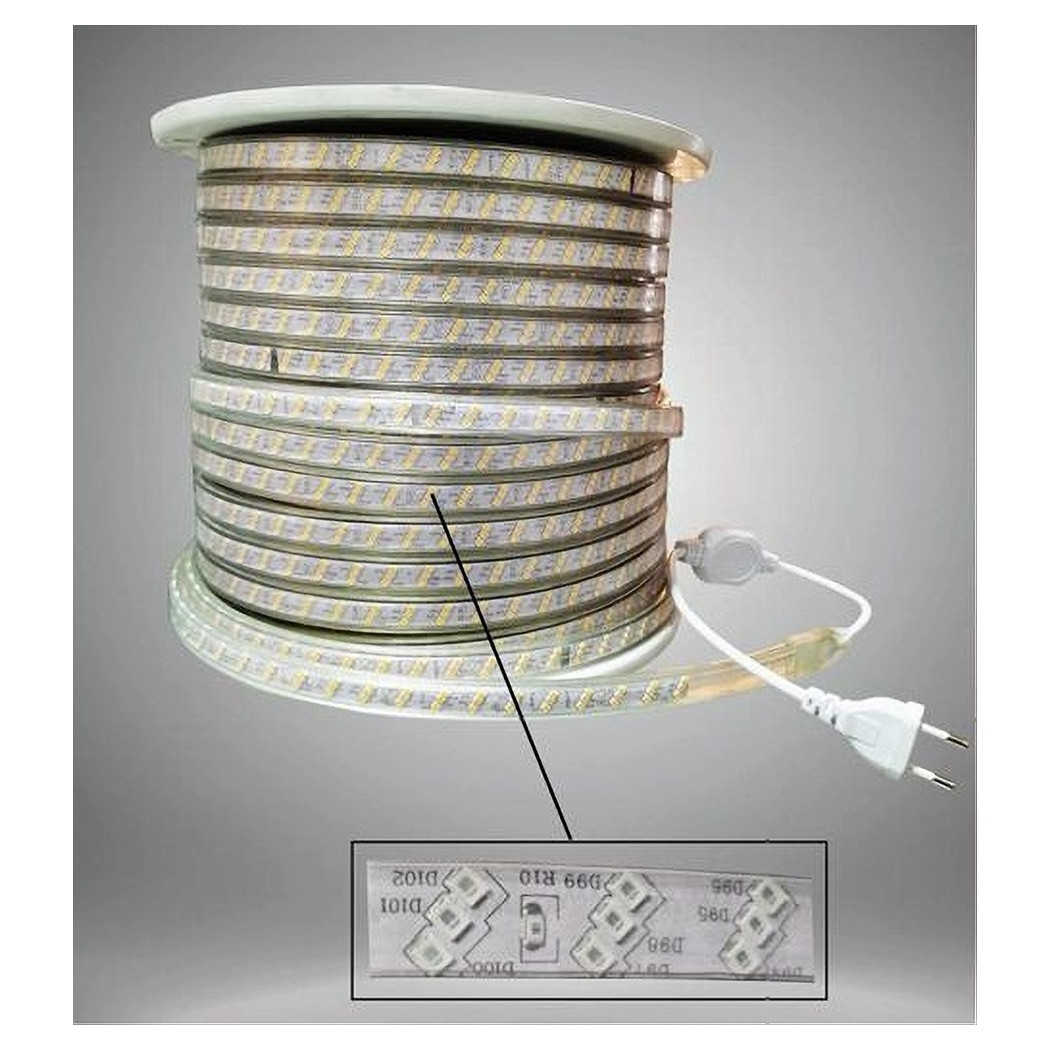 foto del prodotto trade shop striscia led 220v 2835 180 led bobina 100 metri ip65 luce verde 2835 220v 180v 
