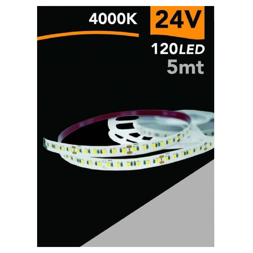 foto del prodotto trade shop striscia led 2835 strip 5 mt 24v 120 led smd luce 3000k 4000k 6500k 2835 24v 5mm bianco naturale 