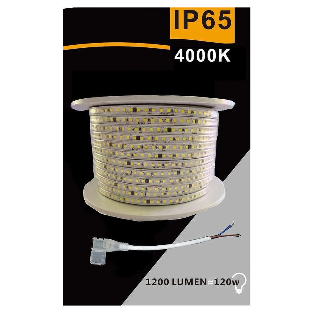 foto del prodotto trade shop - striscia led 3535 220v 12w/mt 120led/mt 100 mt 8mm vari colori di luce 3535-120d - -bianco naturale -