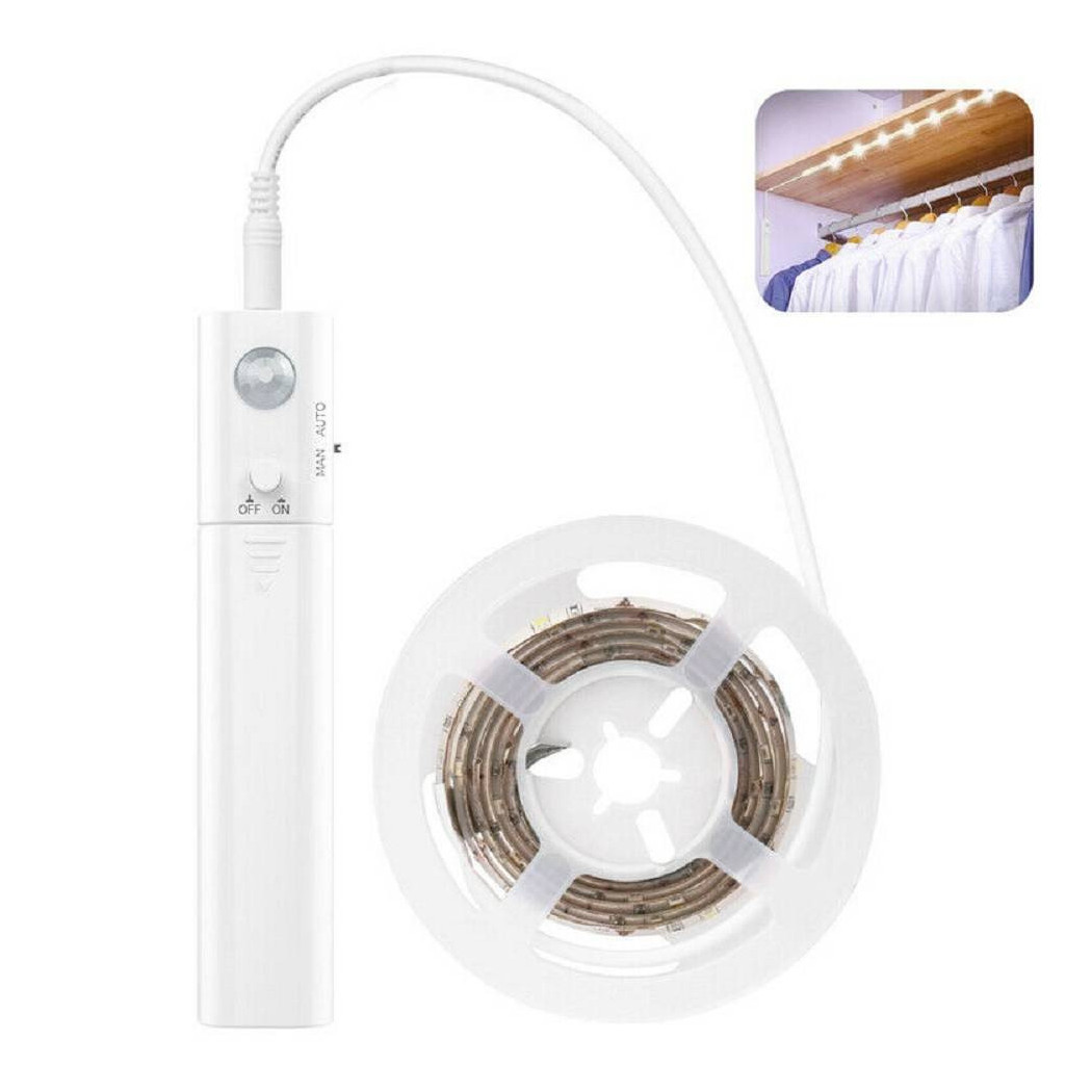 foto del prodotto trade shop striscia led con sensore di movimento 1 metro 4000k 2,4w per cassetti armadi 