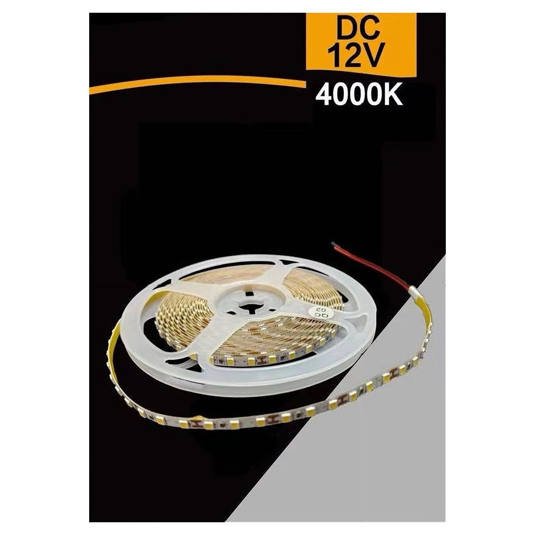 foto del prodotto trade shop striscia led smd 2835 strip 5 mt dc 12v luce 6500k 3000k 4000k ip20 2835 12v 5mm bianco naturale 
