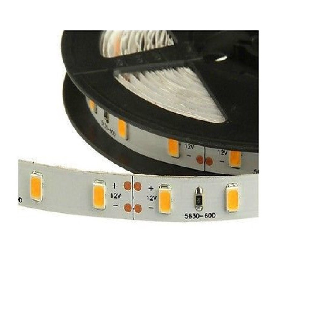 foto del prodotto trade shop striscia strip 300 led smd 5630 bianco 5 mt alta luminosita ip20 senza silicone bianco caldo 