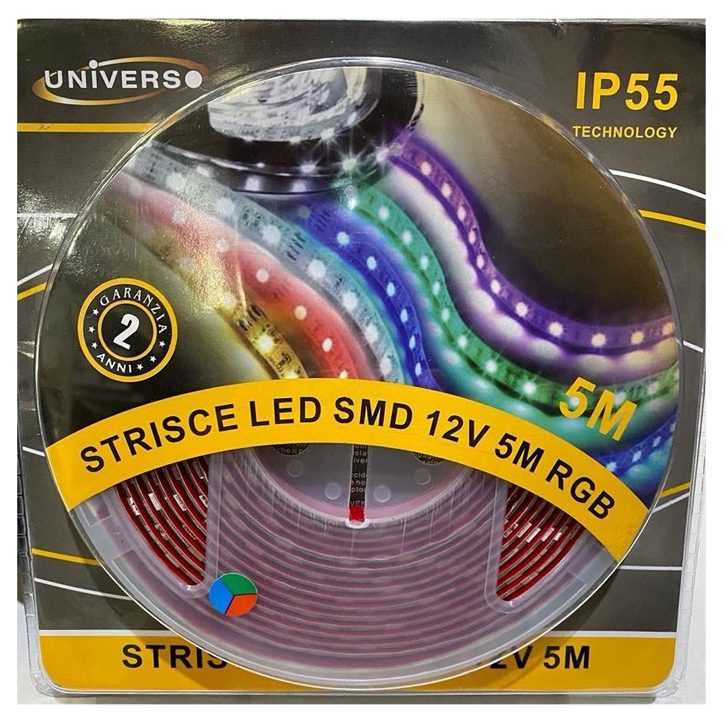 foto del prodotto trade shop striscia strip led smd rgb 5050 60d 12v 7w m ip55 bobina 5 metri 5050 d rgb 