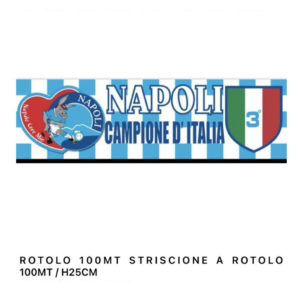 foto del prodotto trade shop striscione bandierone calcio napoli festa terzo scudetto bianco azzurro 100 mt 