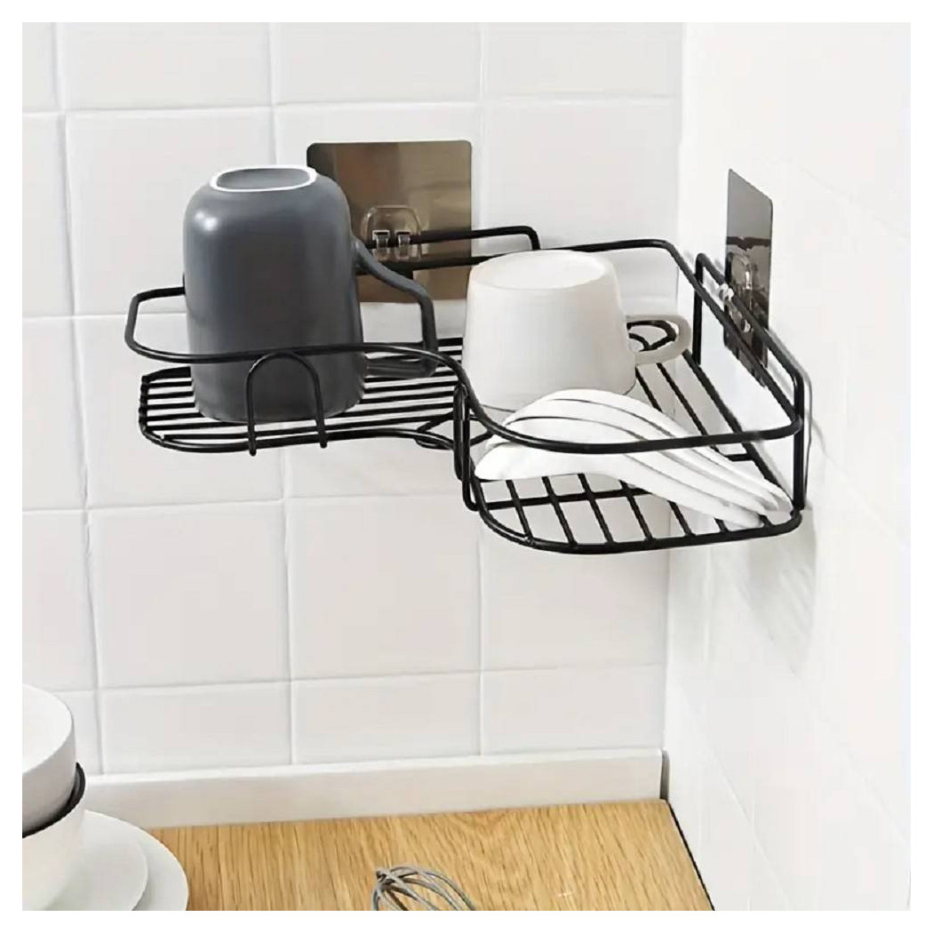 foto del prodotto trade shop supporto angolare da parete mensola da appendere senza punzonatura bagno cucina 