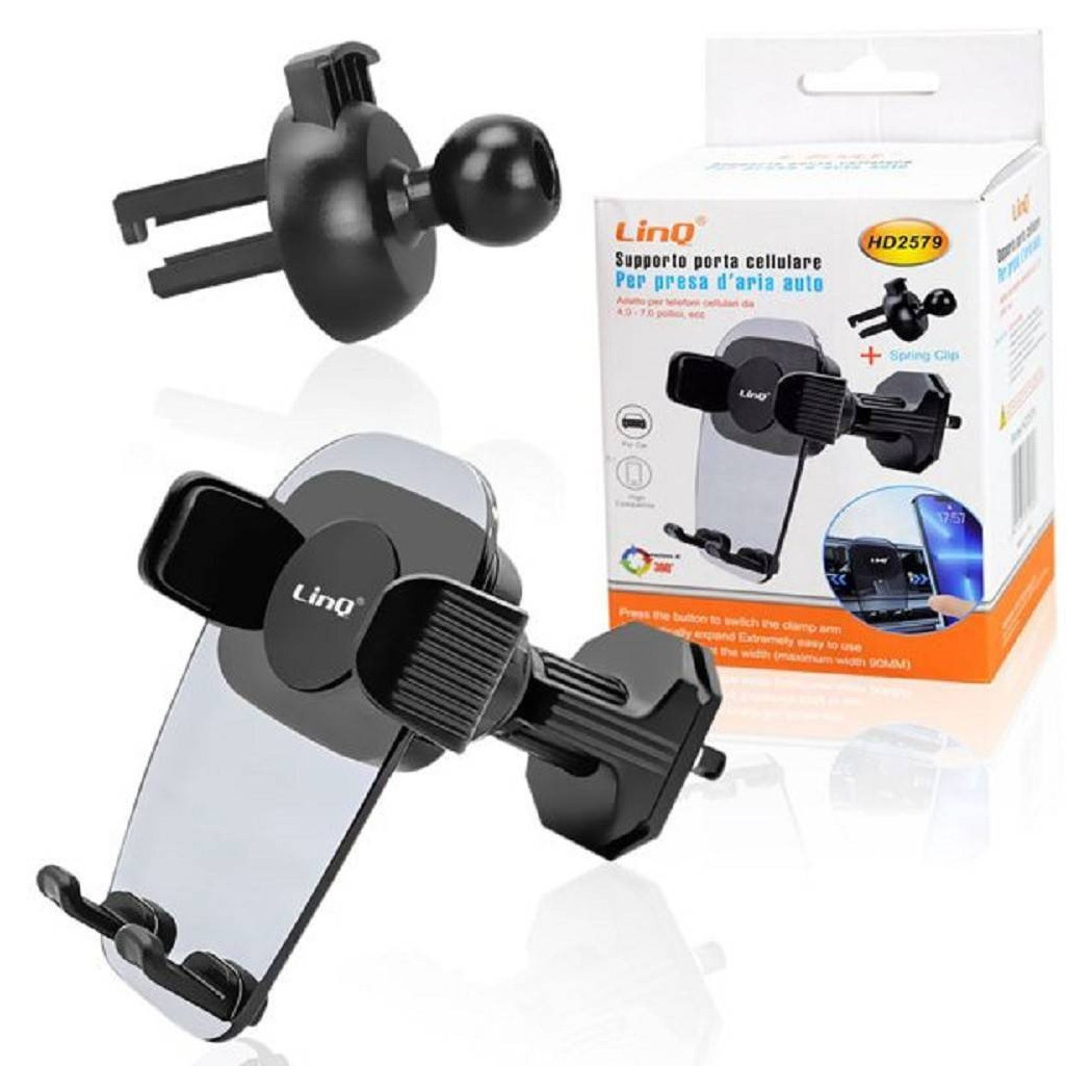 foto del prodotto trade shop supporto auto montaggio presa aria condizionata clip a molla smartphone hd2579 