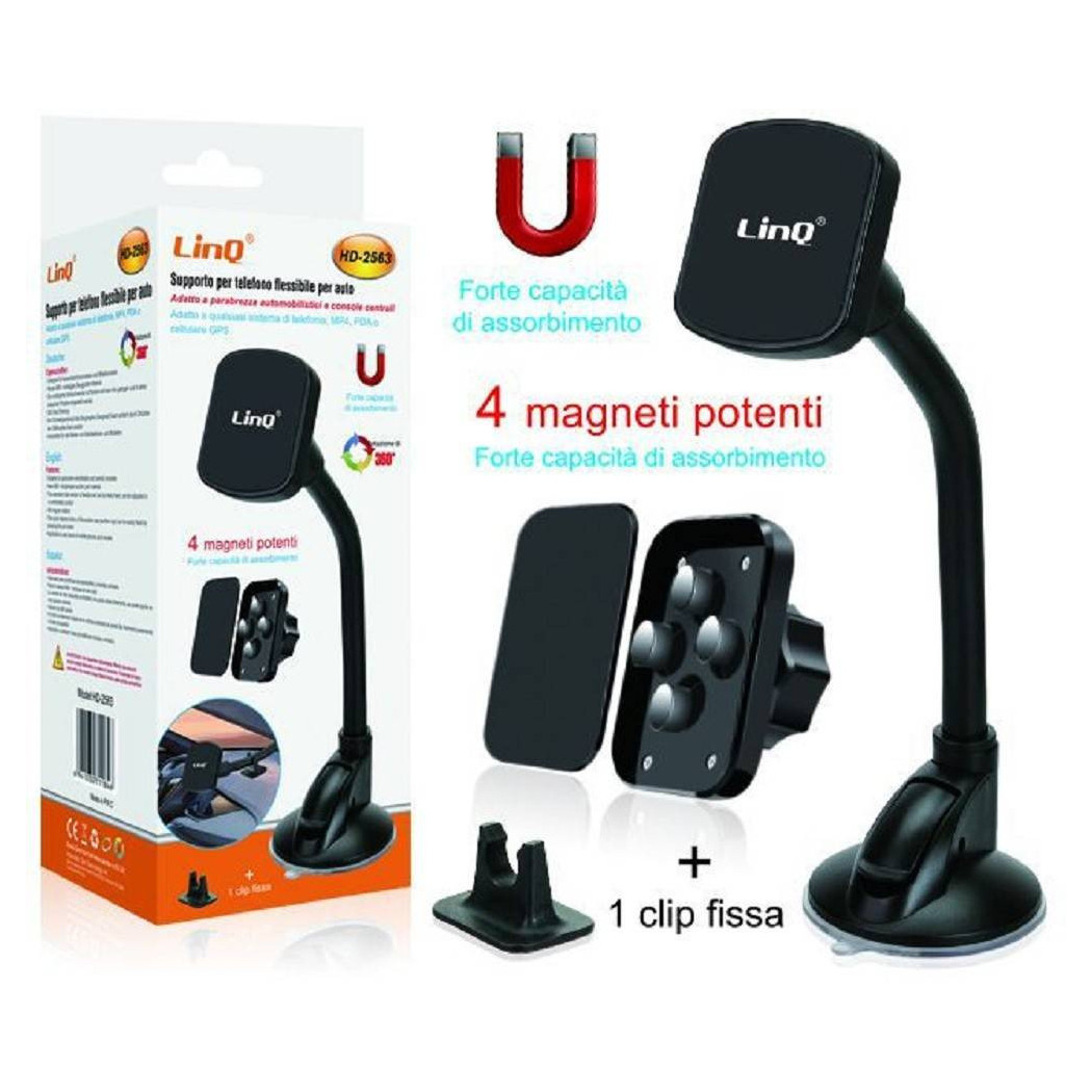 foto del prodotto trade shop supporto da auto universale per smartphone flessibile a ventosa magnetico hd 2563 