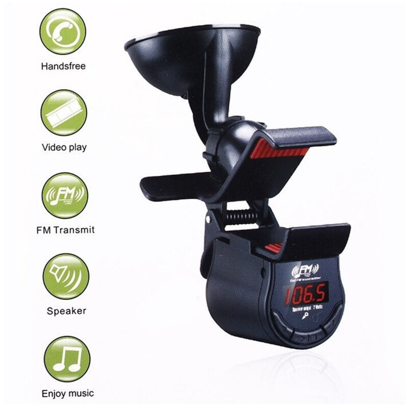 foto del prodotto trade shop supporto per auto vivavoce trasmettitore fm universale altoparlante display 