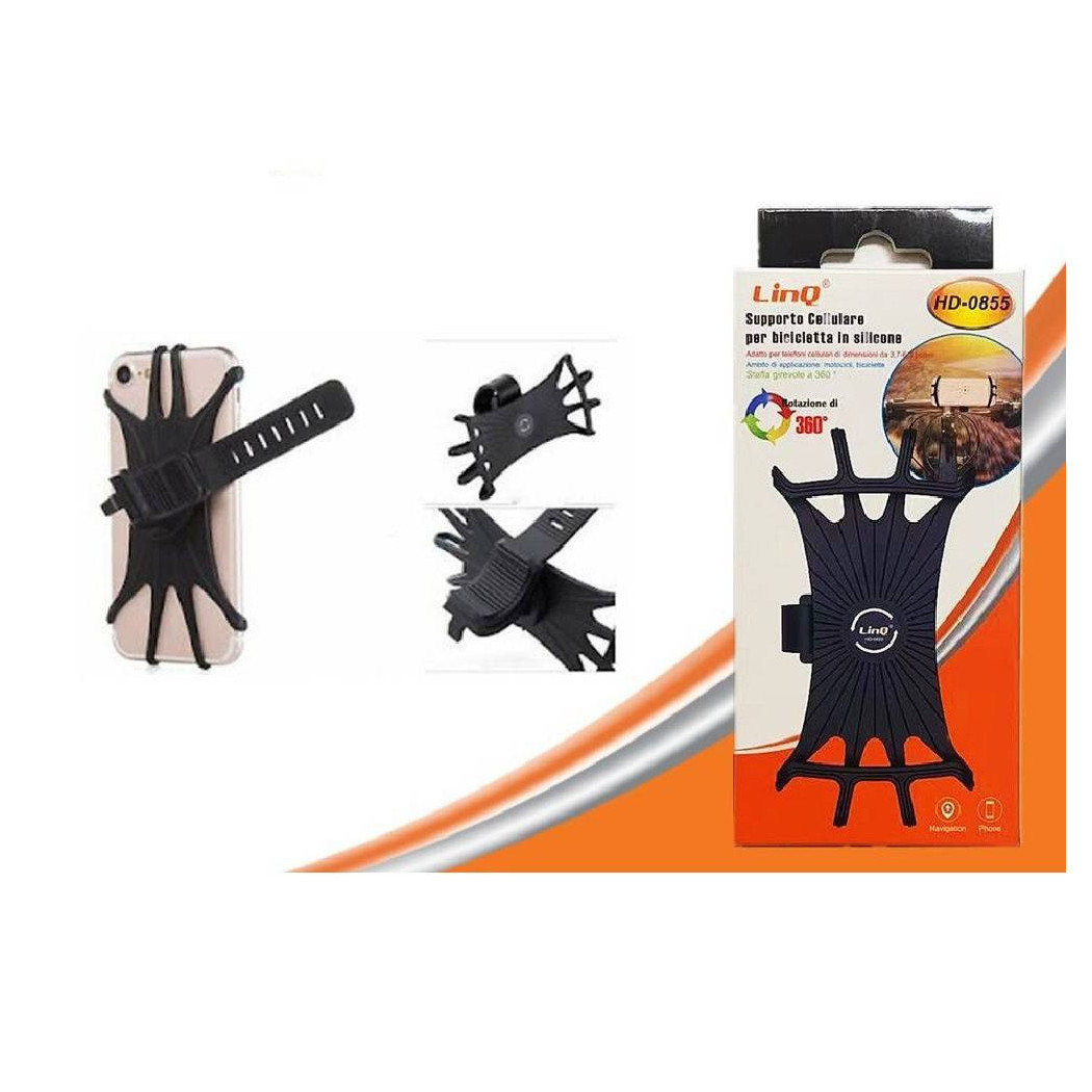 foto del prodotto trade shop supporto staffa per bici smartphone cellulare bicicletta in silicone 360 hd 0855 