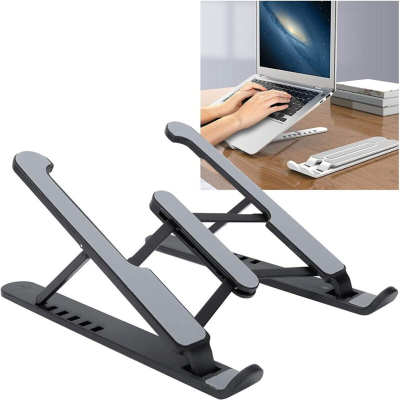 foto del prodotto trade shop supporto stand pieghevole in plastica antiscivolo per laptop notebook tablet p1 