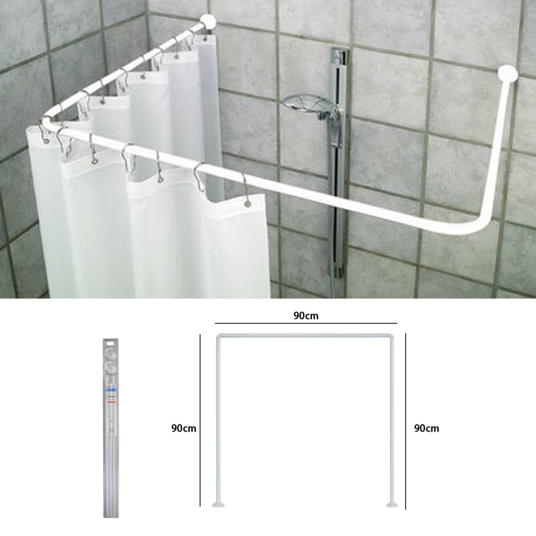 foto del prodotto trade shop supporto tenda doccia in acciaio bianco bagno 90x90x90 bastone asta telaio curvo 