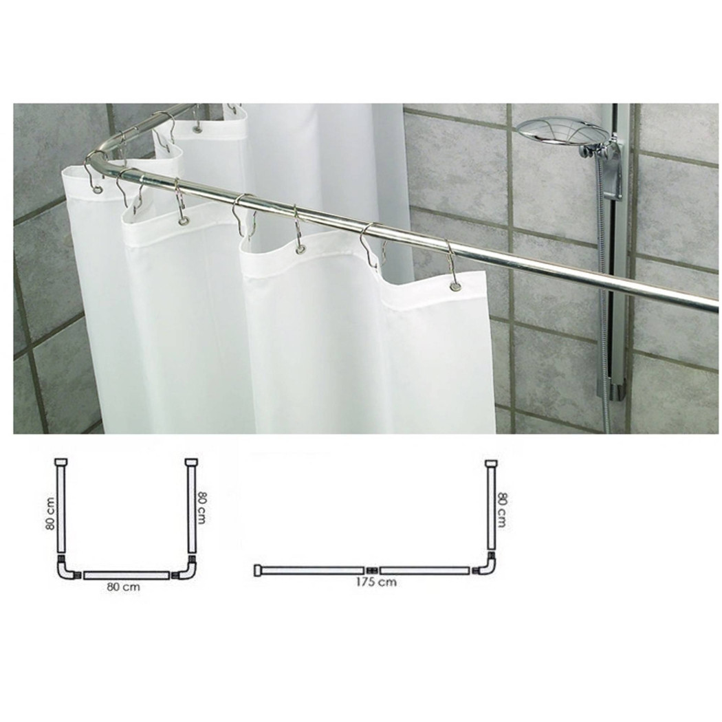 foto del prodotto trade shop supporto tenda doccia in acciaio grigio bagno 90x90x90 bastone asta telaio curvo 