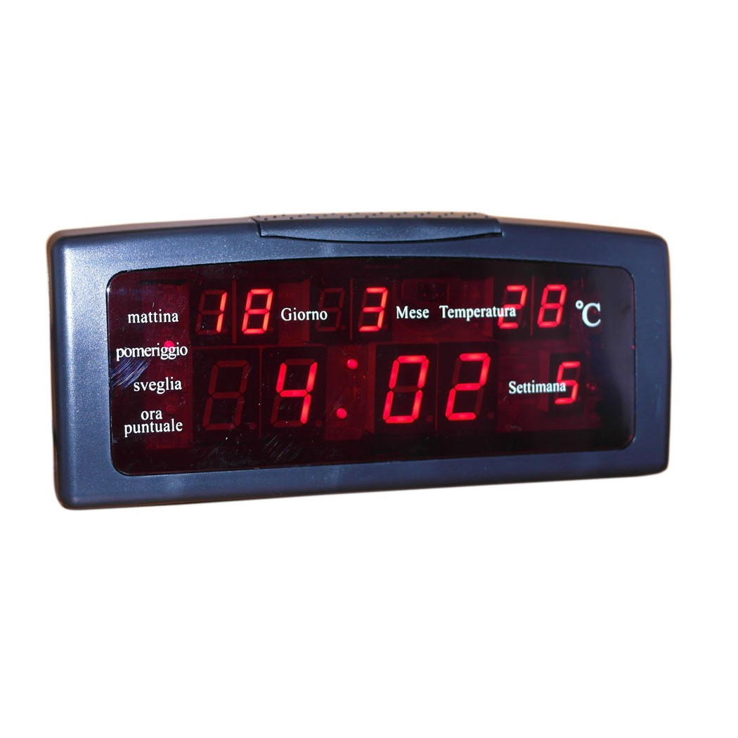foto del prodotto trade shop sveglia digitale elettrica orologio luce led con data giorno temperatura 