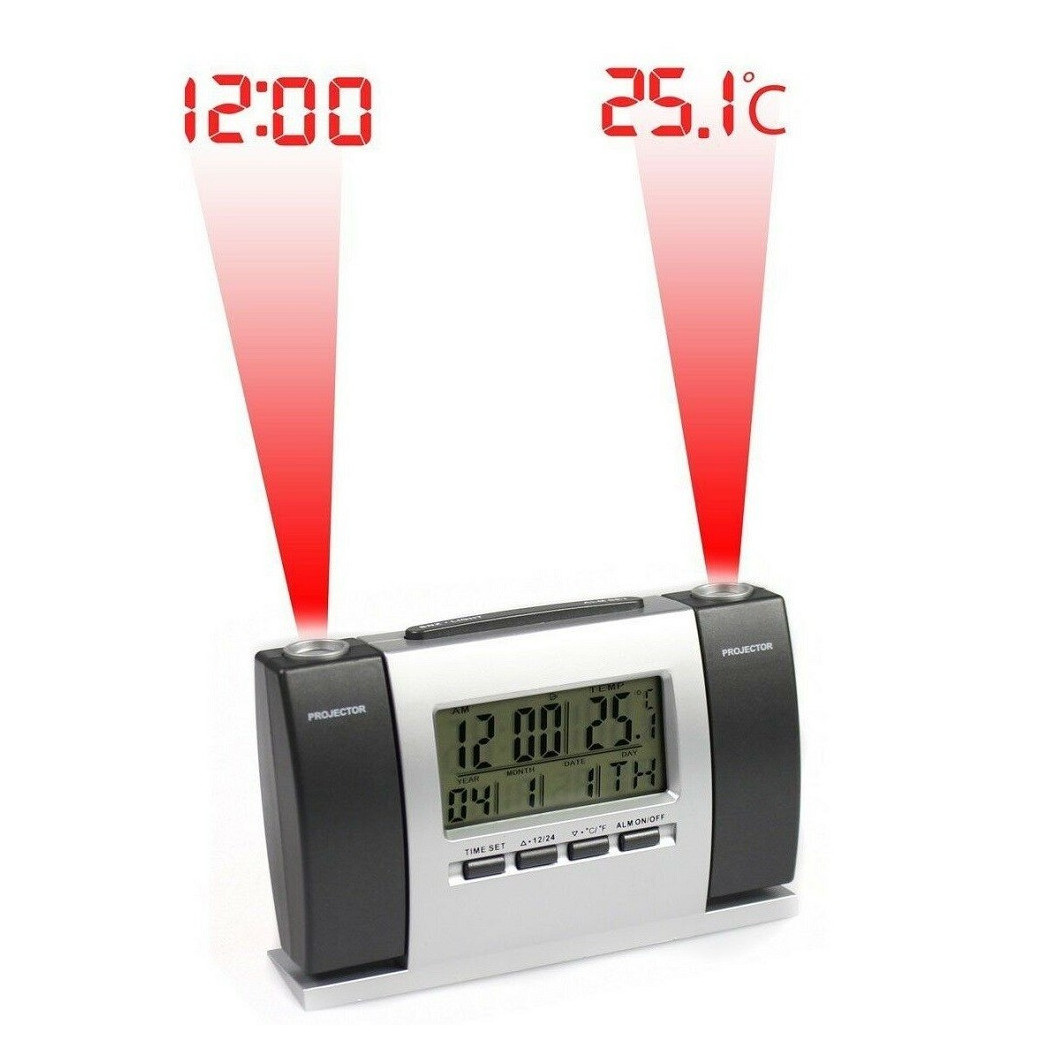foto del prodotto trade shop sveglia orologio a proiezione ora temperatura schermo lcd data gradi proiettore 