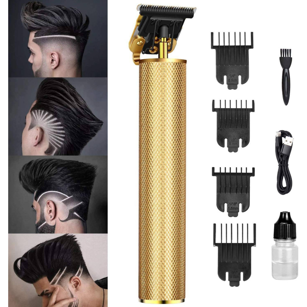 foto del prodotto trade shop tagliacapelli rasoio elettrico professionale usb ricaricabile retr vintage oro 