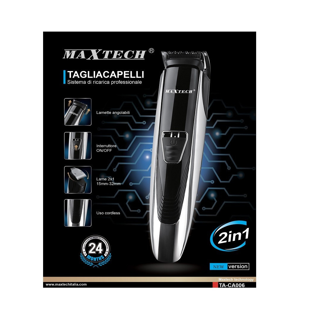 foto del prodotto trade shop tagliacapelli rasoio uomo professionale rasatura a batteria regolabile maxtech ta ca006 