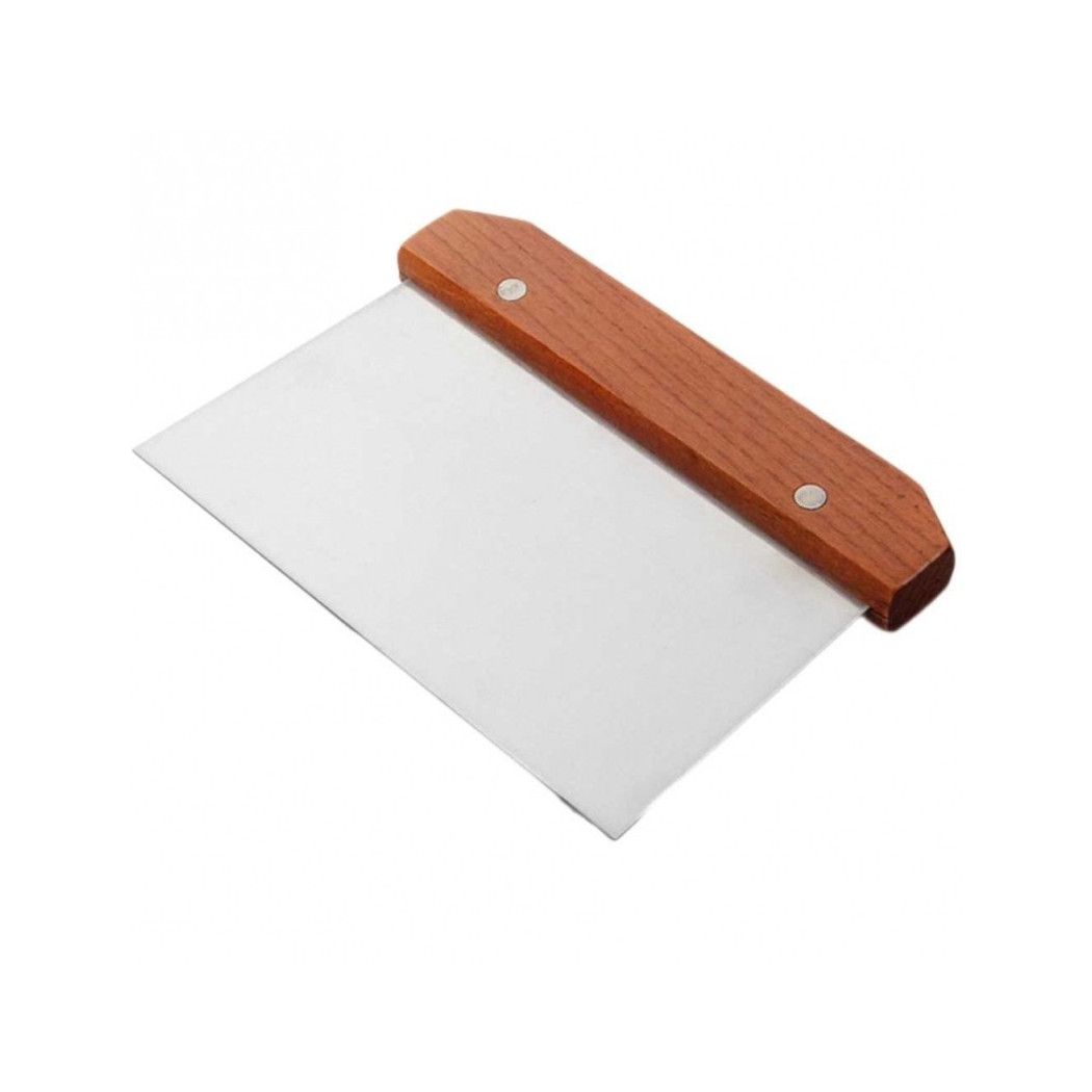 foto del prodotto trade shop tagliapasta raschietto spatola rettangolare in acciaio inox con manico legno 