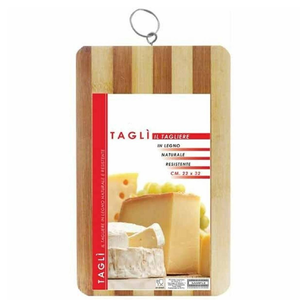 foto del prodotto trade shop tagliere in legno naturale resistente per alimenti cucina casa 22 x 32 cm 