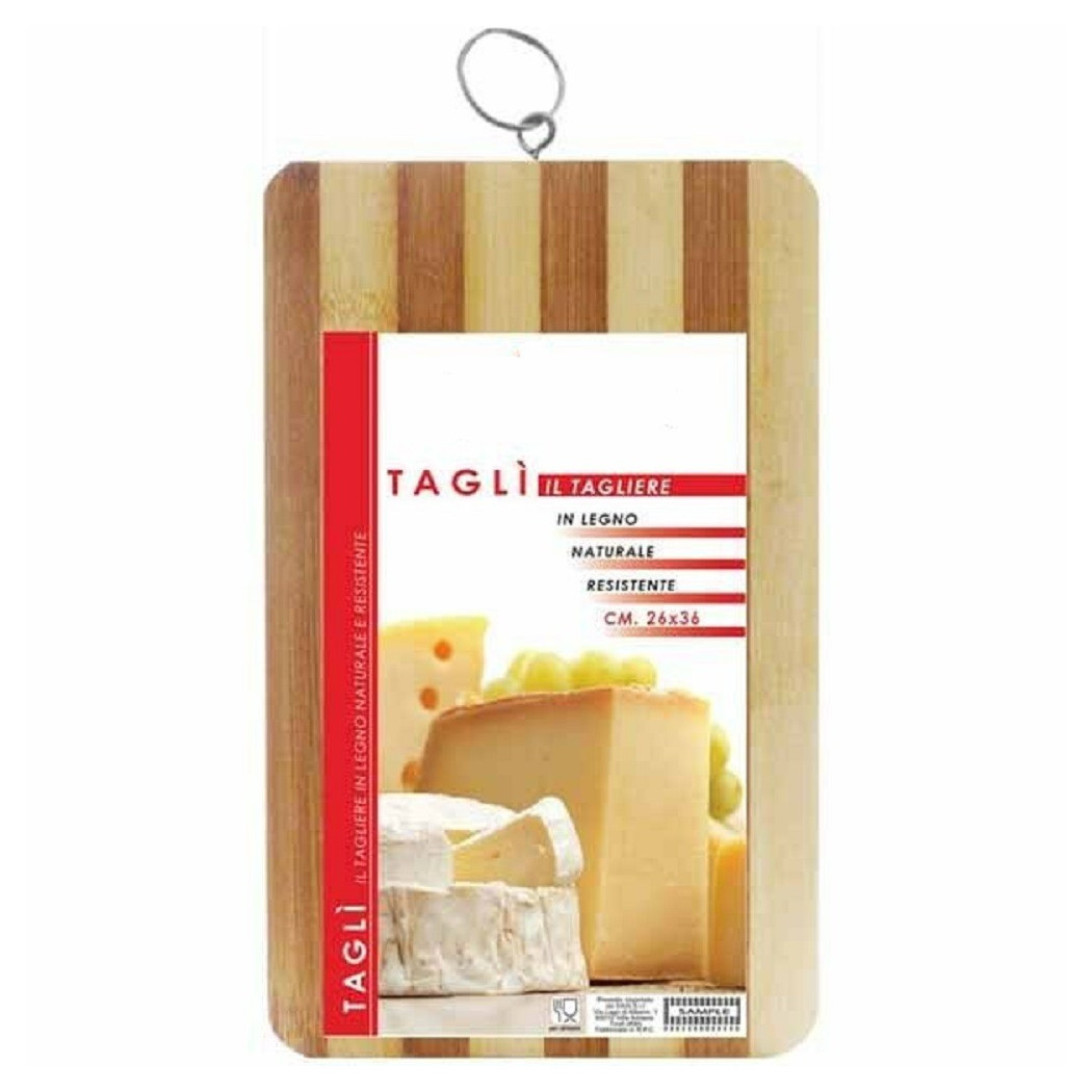 foto del prodotto trade shop tagliere in legno naturale resistente per alimenti cucina casa 30x40cm 