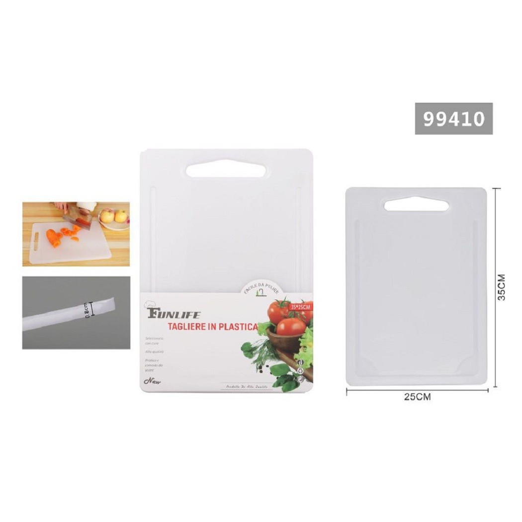 foto del prodotto trade shop - tagliere in plastica con canale scanalatura 35x25x0.8cm per verdure frutta 99410 -