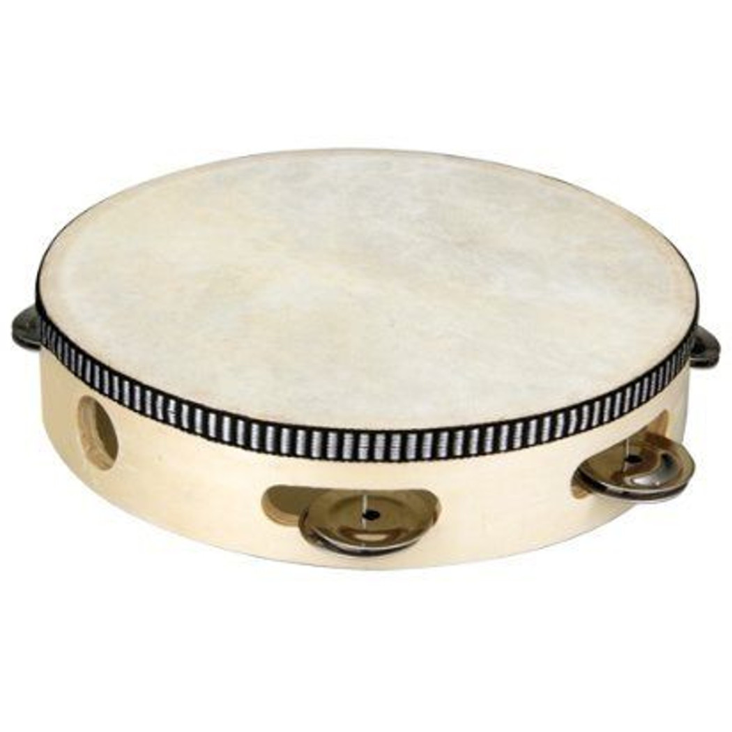 foto del prodotto trade shop tamburello tamburo con sonagli leggero in legno e pelle diametro 20cm cembalo 