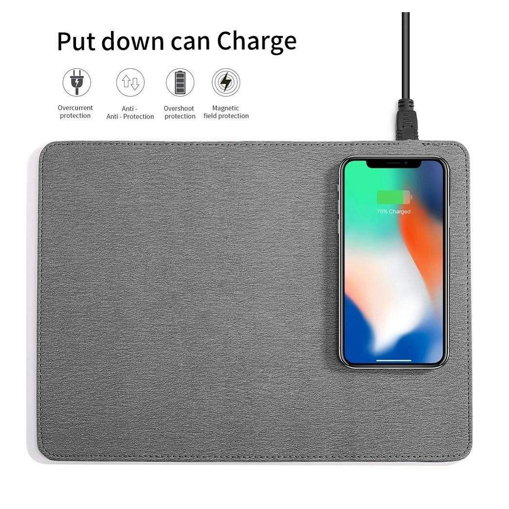 foto del prodotto trade shop tappetino per mouse 2in1 con caricatore ricarica wireless 10w incorporata q t138 