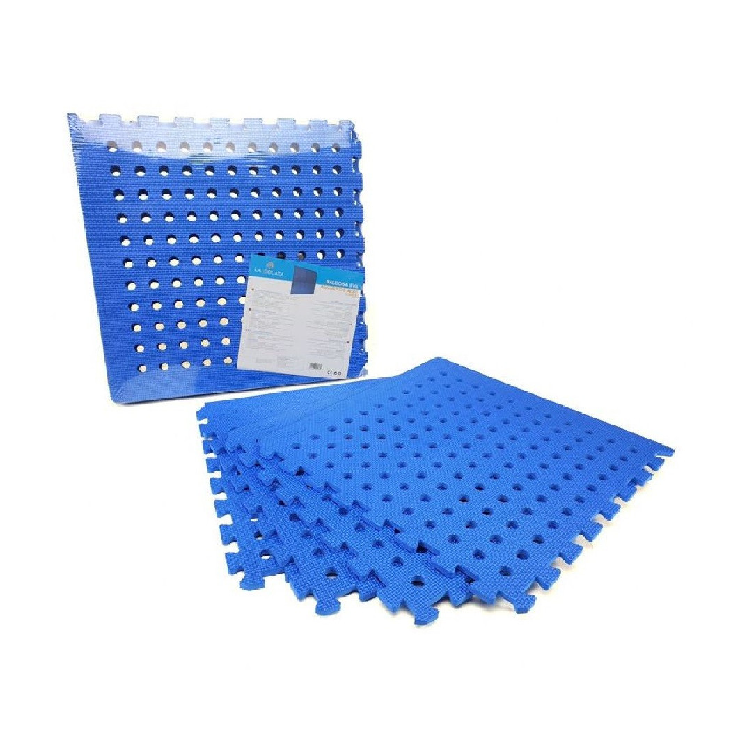 foto del prodotto trade shop tappeto 4pz piastrelle tappetino eva azzurra piscina palestra casa 50x50cm 016963 