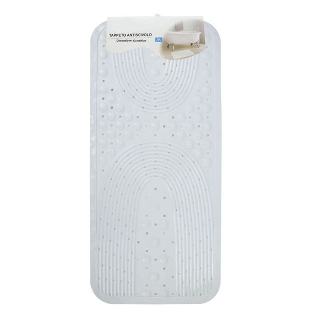 foto del prodotto trade shop tappeto antiscivolo per vasca da bagno doccia bianco 42x90 cm rettangolare 87553 