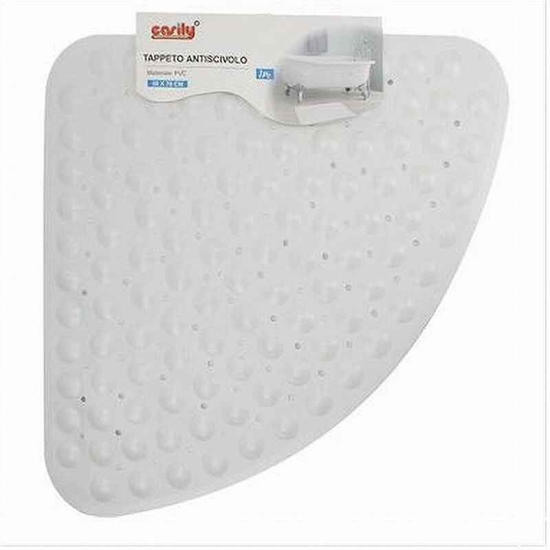 foto del prodotto trade shop tappeto in pvc antiscivolo triangolare bianco vasca bagno doccia 50 x 70cm 79732 
