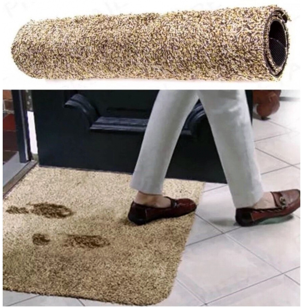 foto del prodotto trade shop tappeto magico antiscivolo marrone mat zerbino super assorbente lavabile ingresso 
