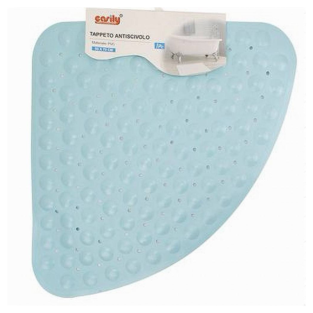 foto del prodotto trade shop tappeto pvc antiscivolo triangolare azzurro per vasca bagno doccia 50x70cm 79736 