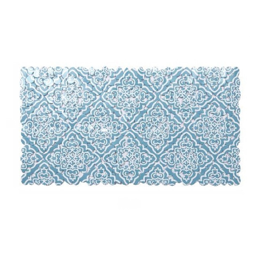 foto del prodotto trade shop tappeto pvc azzurro con maioliche antiscivolo vasca bagno doccia 67x36cm 87031 
