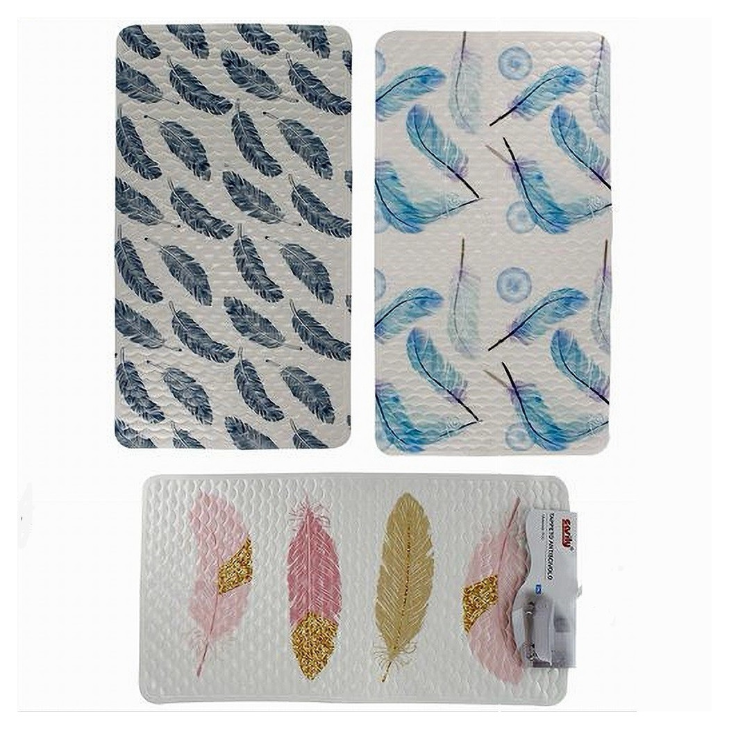 foto del prodotto trade shop tappeto tappetino antiscivolo per bagno arredo fantasia con piume 38x70cm 59500 