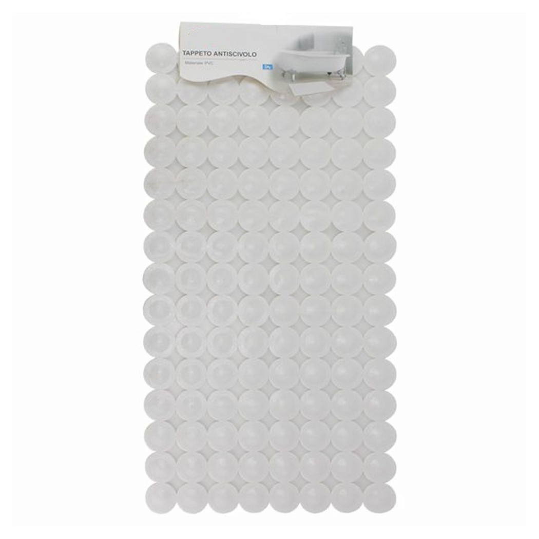 foto del prodotto trade shop tappeto tappetino in pvc antiscivolo per vasca da bagno doccia 67.5x36cm bianca 59610 