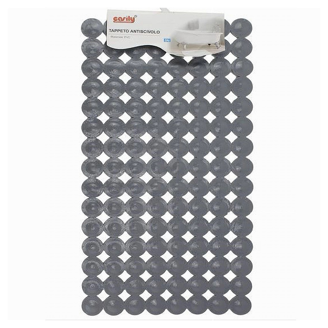 foto del prodotto trade shop tappeto tappetino pvc antiscivolo per vasca bagno doccia 67.5x36 cm grigia 59612 