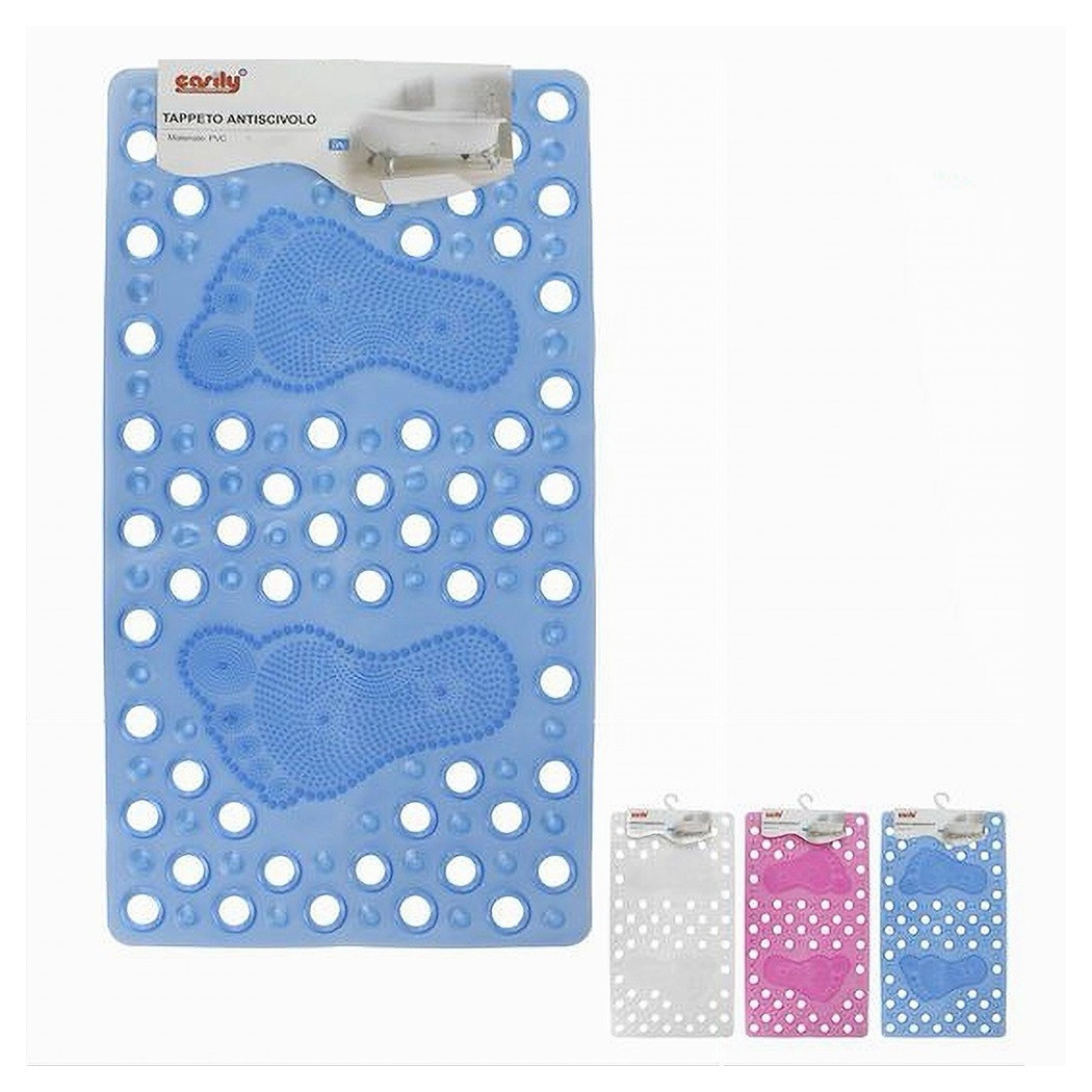foto del prodotto trade shop tappeto tappetino pvc impronte piedi antiscivolo vasca bagno doccia 59628 69x37cm 