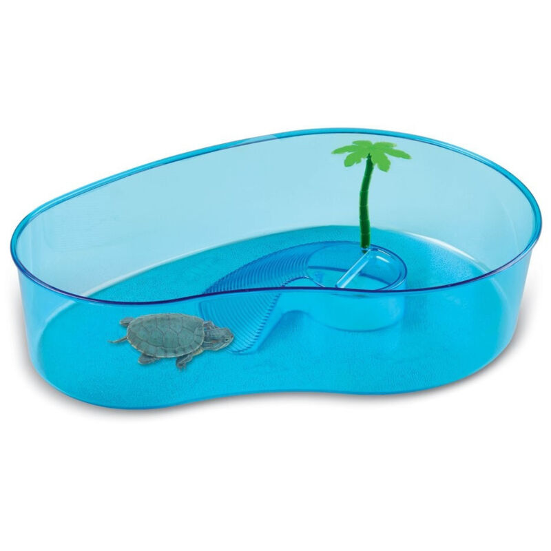 foto del prodotto trade shop tartarughiera classica per tartarughe d 39 acqua con palma 40 x 27,5 x h 9,5 cm 