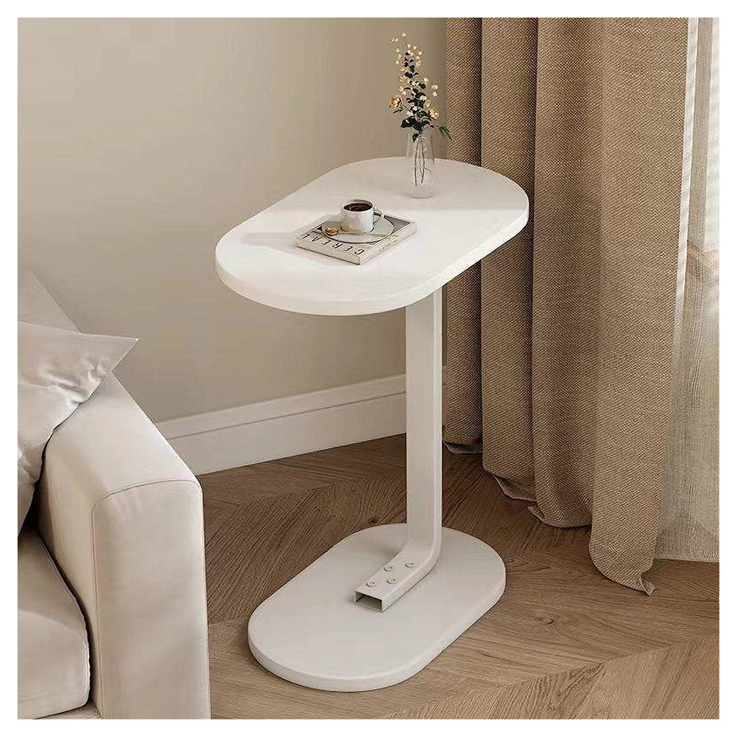 foto del prodotto trade shop tavolino a forma di c per divano soggiorno camera letto moderno portatile tavolo bianco