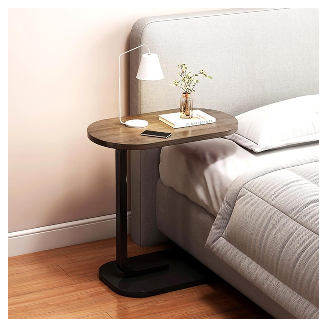 foto del prodotto trade shop tavolino a forma di c per divano soggiorno camera letto moderno portatile tavolo legno scuro