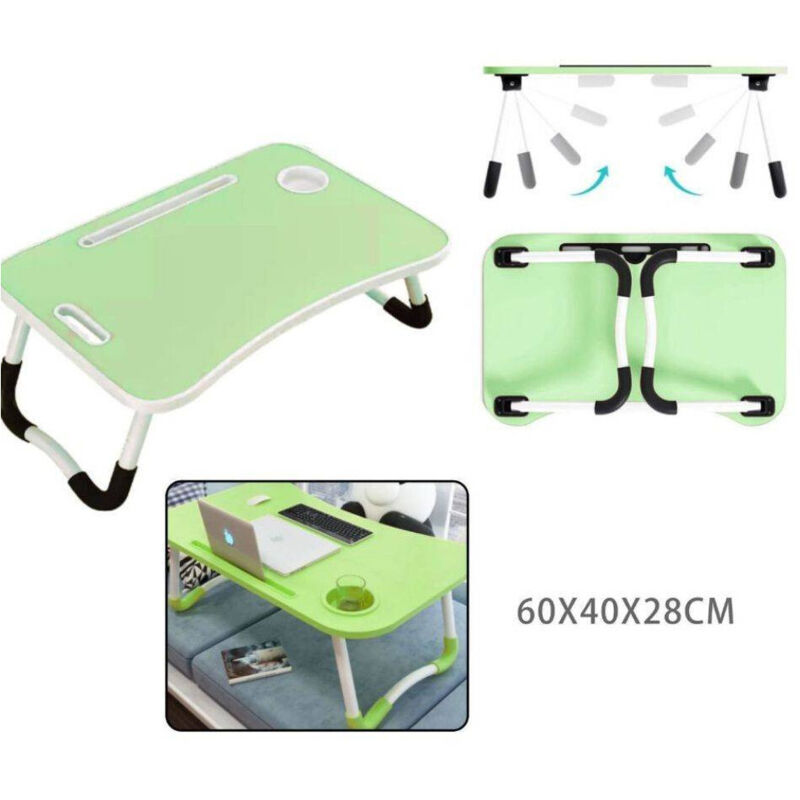 foto del prodotto trade shop tavolino pieghevole verde supporto computer portatile laptop salvaspazio casa 
